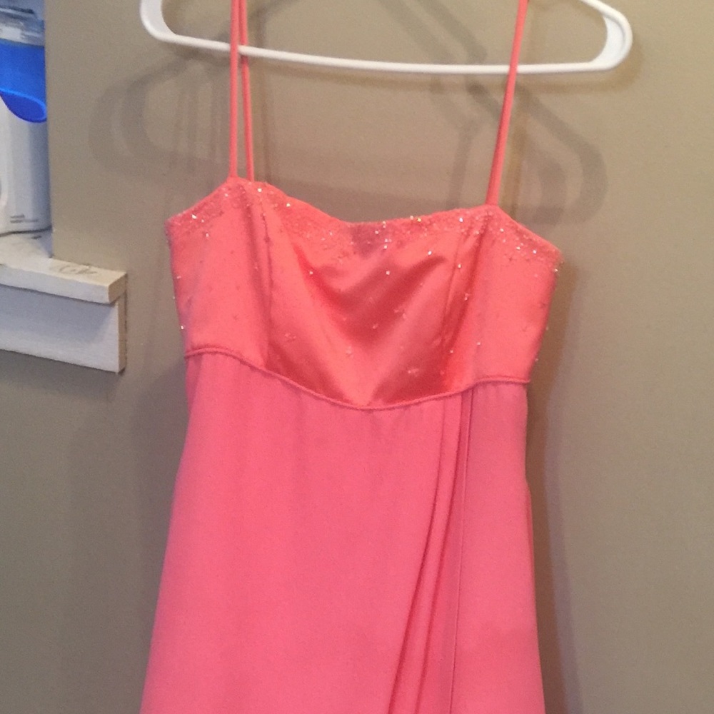 Pink long length prom dress